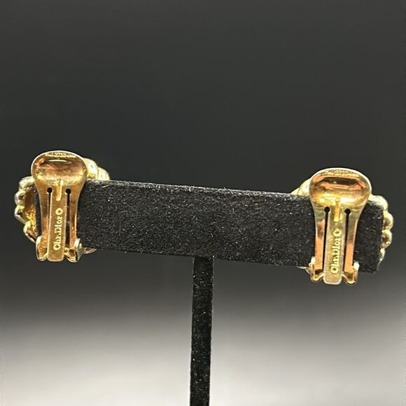 VTG 1980s Christian Dior Germany Ribbed Tripple Love Knot Clip On Earrings - Picture 3 of 7